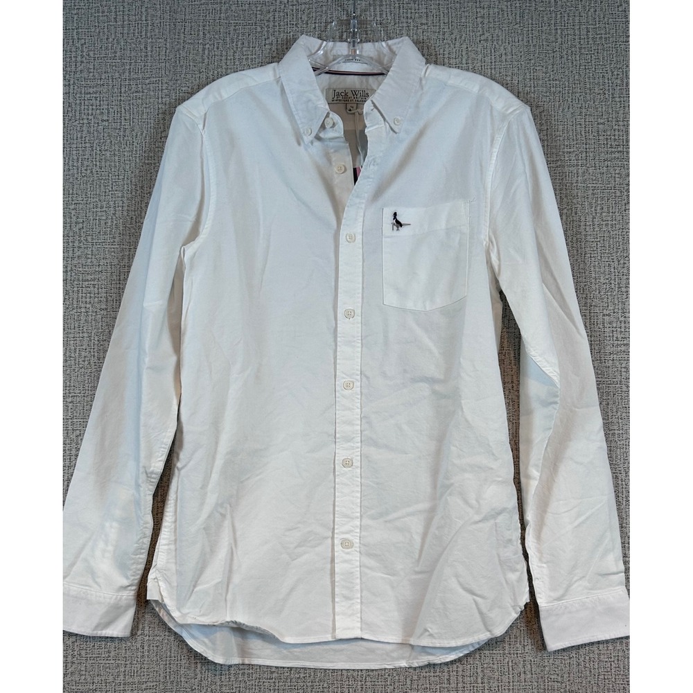 NWT Jack Wills Mens Wadsworth Oxford Shirt Slim Fit White Long Sleeve XS Preppy